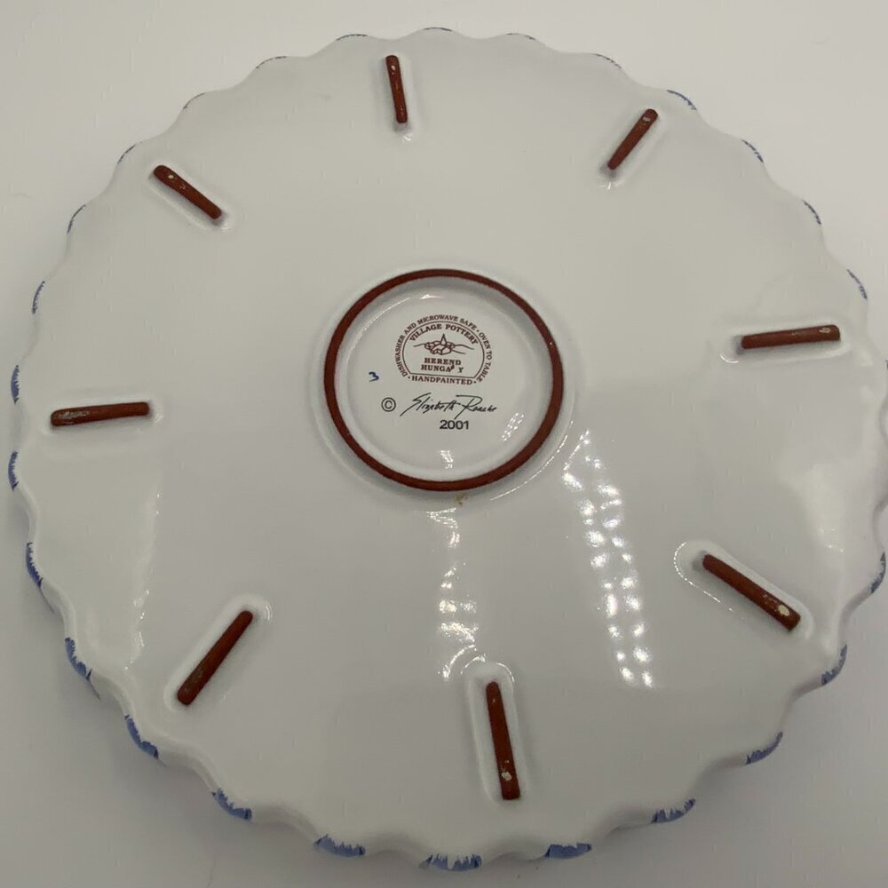 2001 Elizabeth Roache for Village Pottery Herend Hungary Quiche Dish - Picture 5 of 5